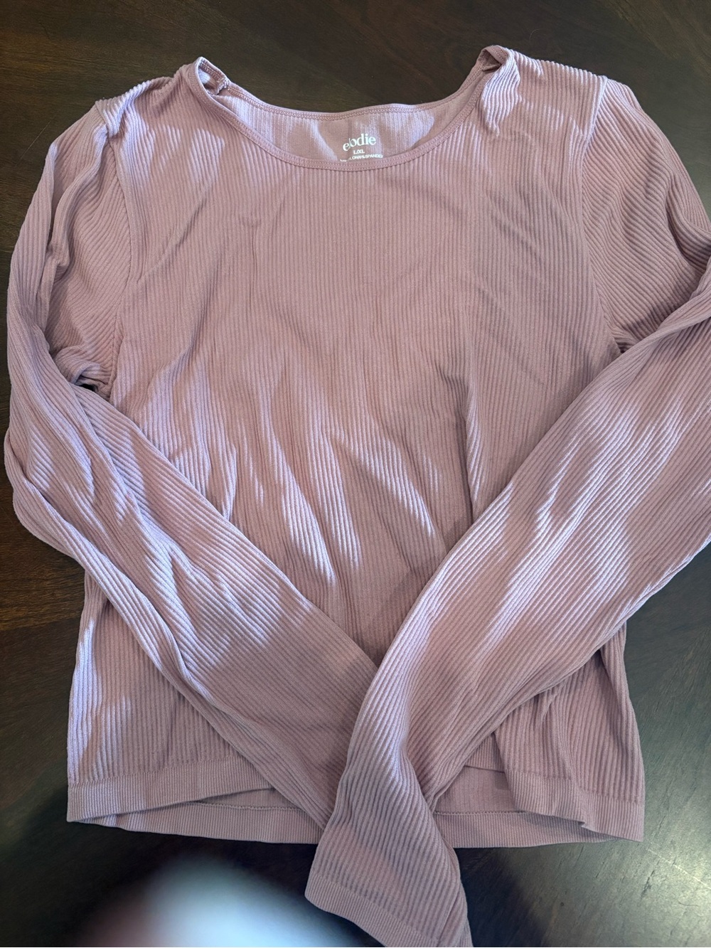 Elodie Ribbed Long-Sleeve Top — Dusty Mauve